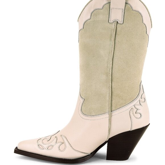 NEW TORAL Sand Cowboy Boots in Sand PINK SUEDE CREAM LEATHER - Picture 4 of 9